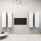 vidaXL-Tv-meubelen-4-st-30,5x30x110cm-spaanplaat-wit-sonoma-eikenkleur
