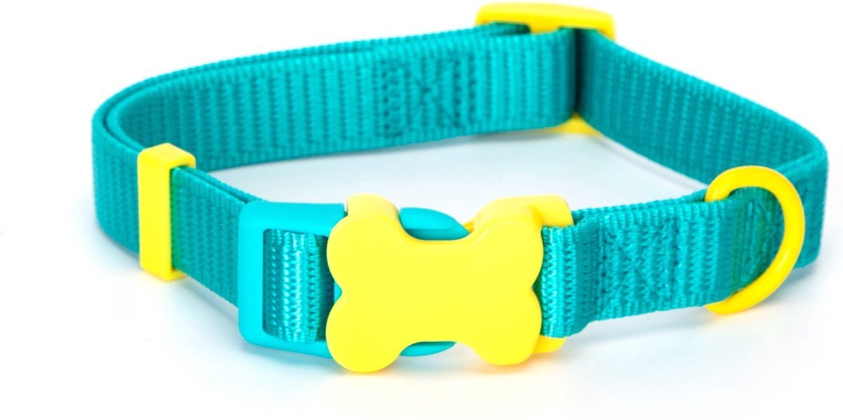 Nobleza Honden halsband - Puppyhalsband - Puppy klikhalsband - Maat S - Verstelbaar 25 / 40 cm - Nylon - Lichtblauw