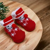 Soft Touch Sokjes Kerst Kerstman Sneeuwvlokken Unisex 0-6 Maanden In Organza Gift Bag / Geschenkverpakking B988