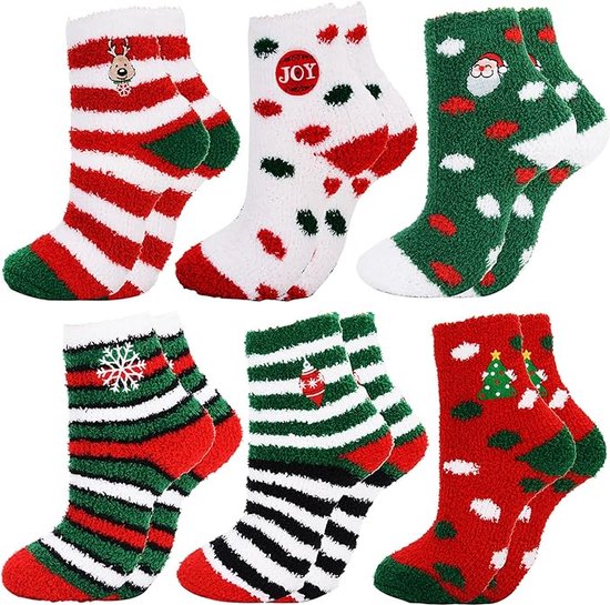 6 paar Winter Sokken Dames Kerst Sokken Warme Sokken Gezellige Katoenen Sokken Bedsokken Adventkalender Sokken