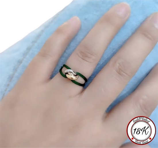 Soraro Tricolor Ring | Groen | 18K Goldplated | Soraro Ringen | Cadeau voor haar | verjaardag vrouw | Vaderdag | Vaderdag Cadeau