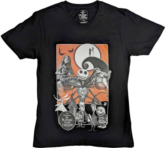 Disney The Nightmare Before Christmas - Orange Moon Heren T-shirt - S - Zwart