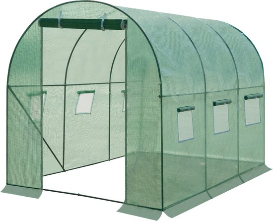Yorbay Foliekas Met Schuin Dak – 200x80x173/143 Cm, Groen, UV-bestendig PE-doek, Metalen Frame, Voor Tomaten En Andere Planten