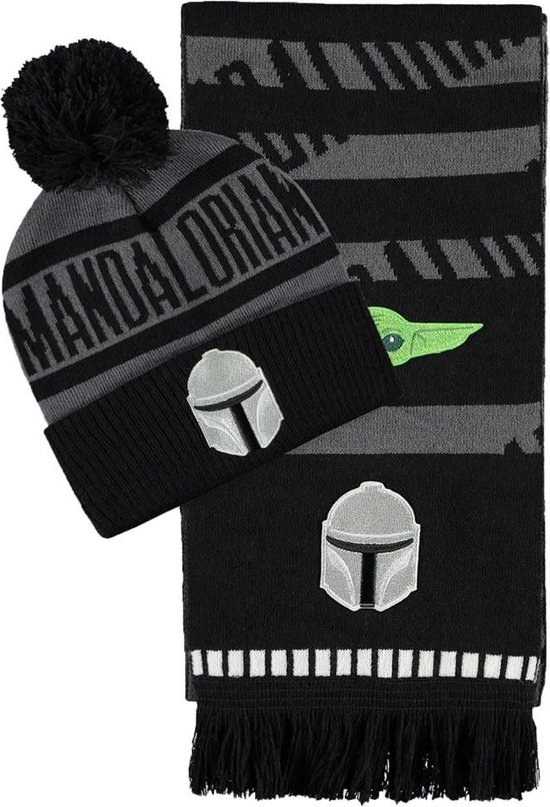 Disney Star Wars - The Mandalorian Giftset Muts & Sjaal Set - Zwart/Grijs