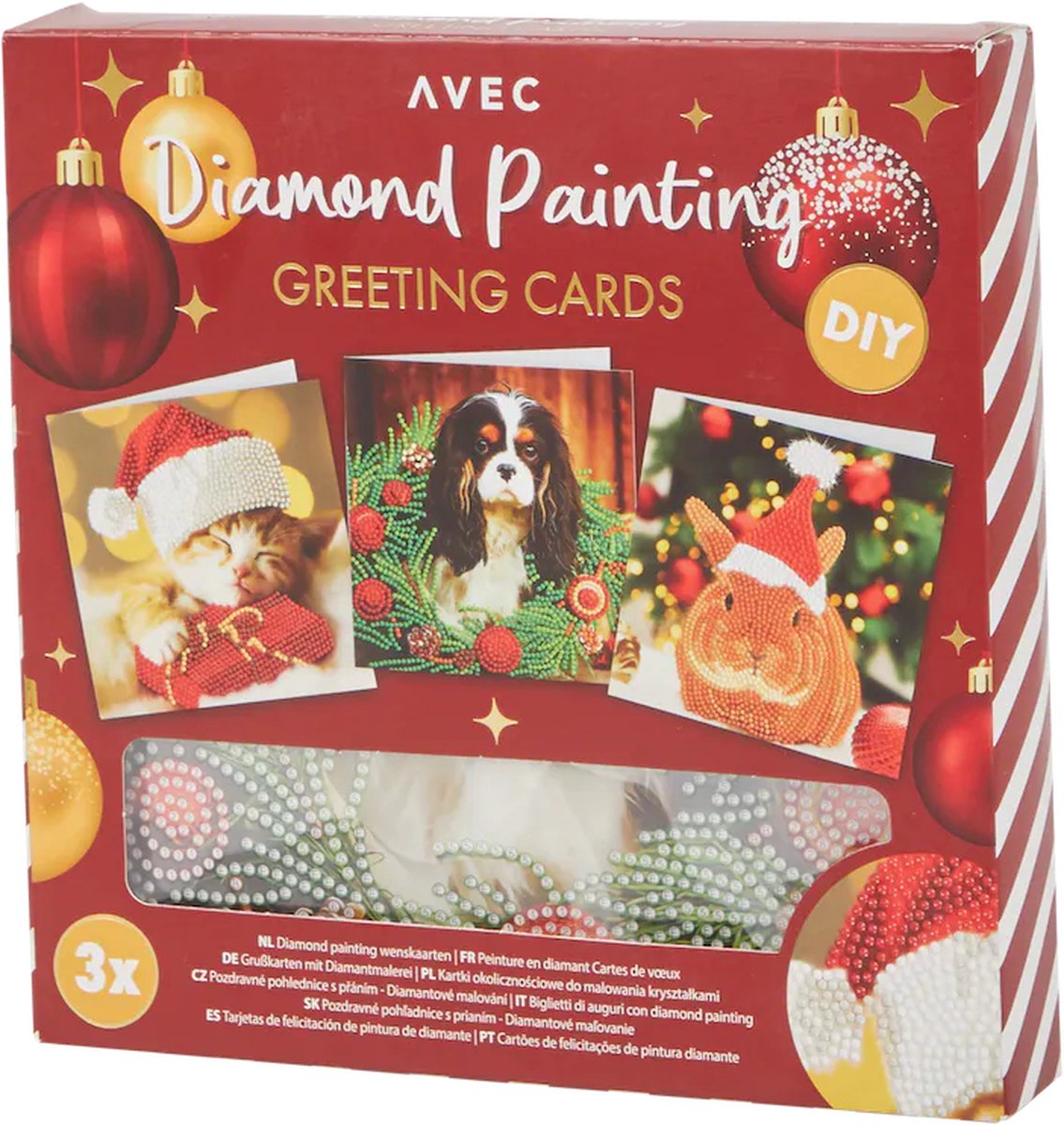diamond painting kerstkaarten kerst hond kat kavia kerstgroet