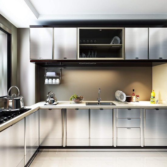 HotDecor Wasbare Keuken Behang Werkblad Bekleding Vinyl Zilver Sticky Back Plastic Roll Voering Papier 60cm X 300cm