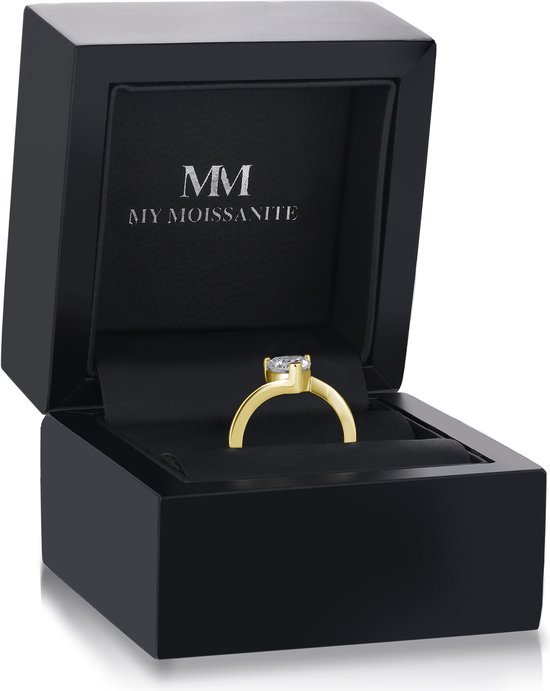 Amora - 18k Geelgouden Hart Solitair Moissanite Ring - 3.1 karaat