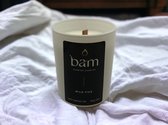 BAM kaarsen -Wilde vijgen geurkaars met houten wiek in een wit potje - op basis van zonnebloemwas - cadeautip - geschenk - vegan