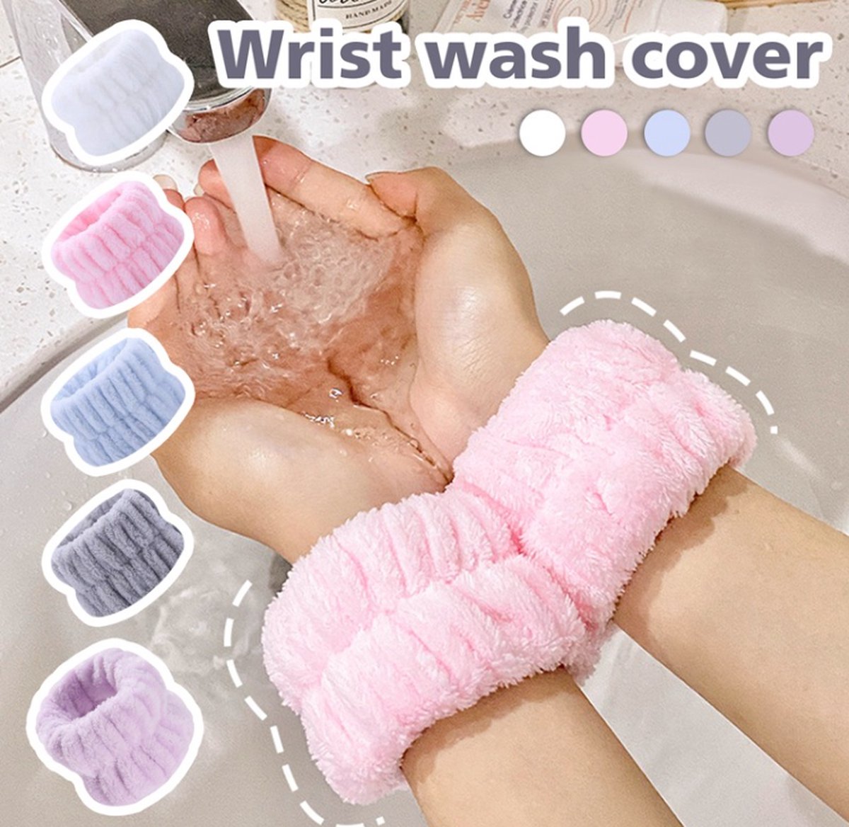 2 stuks ( 1 paar ) Roze Wrist Wash Cover - Gezicht Wassen - Handdoek Polsbandjes Voor Wassen Gezicht - Zacht - Microfiber