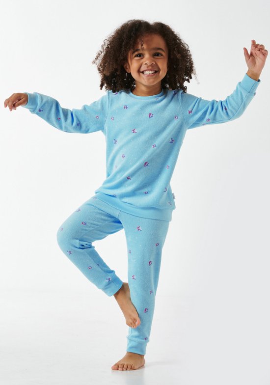 Schiesser- pyjama meisje lange mouwen - Edelstenen aqua - maat 116