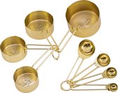 Krumble MaatCups en Lepels - Set van 8 - Maatcupjes - Maatlepels - Maatbekers - Maatschepjes - Cups - Spoons - Tablespoon - Teaspoon - RVS - 250 ml + 125 ml + 80 ml + 60 ml + 15 + 5 + 2,5 + 1,25 ml - Goud