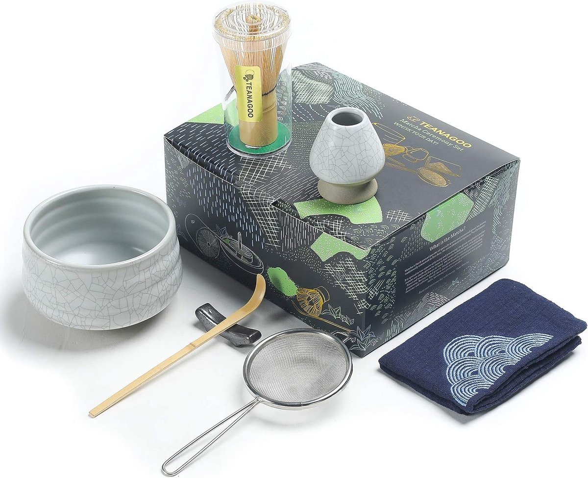 Kit Matcha Complet 4 Pièces - Bol à Matcha Élégant Avec Fouet, Support Et Cuillère - Cérémonie Du Thé Japonais Traditionnel Set Thé Traditionnel Japonais