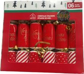 Crackers - Christmascrackers - Mini Kerstkaartjes - Kerst Musthave - Rood / Wit / Goud - Set van 6 - Kerstmis - Kerstdecoratie - Tafelversiering