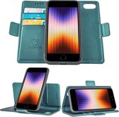 Coque iPhone SE 2022 / 2020 / 8 / 7 Book Case - Coque Amovible - Fermeture Magnétique - Portefeuille Turquoise
