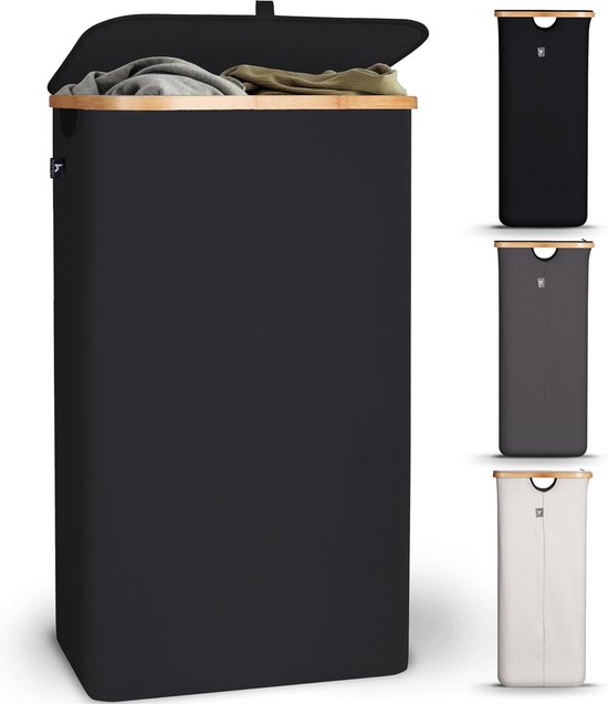 Opbergmand met deksel - bamboe - 20x33x22 cm