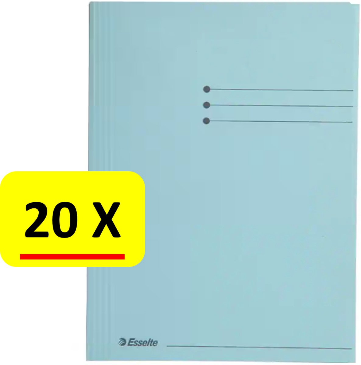 20 x Dossiermap - A4 - Esselte - Manilla - 3-kleps - blauw - Esselte