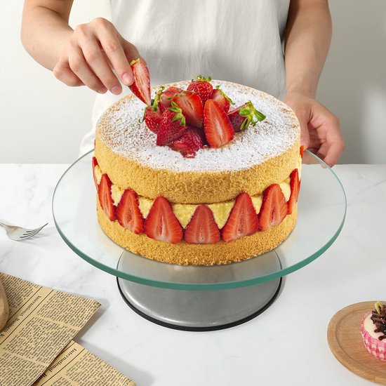 Plateau tournant à gâteau, plateau tournant en verre de 30,5 cm, support à  gâteau