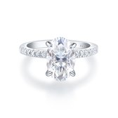 Nina - 14k Witgouden Ovaal Moissanite Ring met Pavé Zijstenen - 4.2 karaat