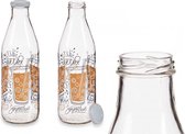 Glazen Sapfles – Smoothie Fles – Smoothie Beker – Drinkfles – Glas – Met Deksel/Draaidop – Hervulbaar – 1 Liter – 1L