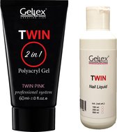 Gellex Twin Polygel Set, Poly Acryl Gel nagels Starterspakket – Acrylgel Starterset -Polygel Starters Kit: Polygel Tube Pink 60g, Poly gel Liquid 100ml