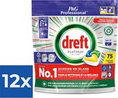 Dreft Platinum Lemon All in 1 Vaatwastabletten - 75 tabs - Voordeelverpakking 12 stuks