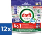 Dreft Platinum Regular All in 1 Vaatwastabletten - 75 Tabs - Voordeelverpakking 12 stuks