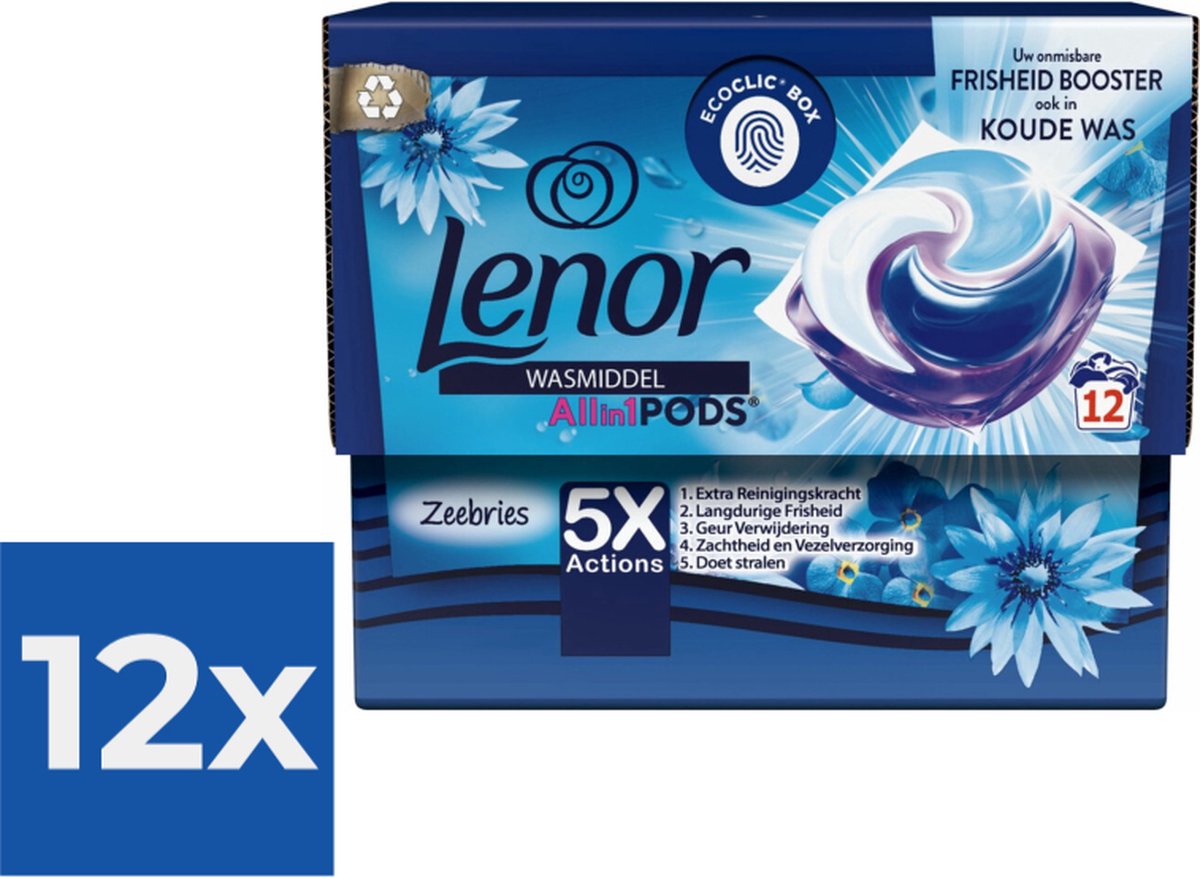 Goedkoopste Lenor Wasmiddel All-in-1 Pods Zeebries 12 stuks - Voordeelverpakking 12 stuks