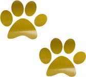 Hondenpootje / hondenpootjes - glans goud - autostickers - 2 stuks - 7 cm x 5,5 cm - dierenpootje - pootafdruk