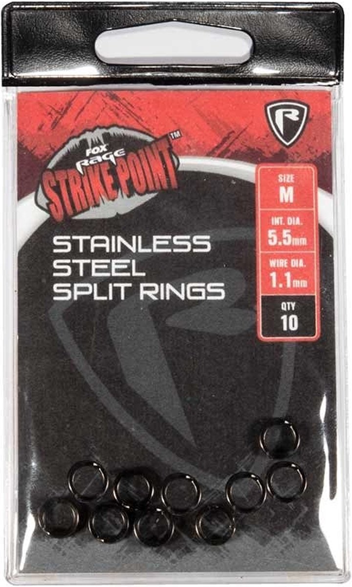 Fox Rage Strike Point Stainless Steel Split Rings (10 pcs) - Maat : Large - Int Dia 7.2mm - Wire Dia 1.3mm - Fox Rage