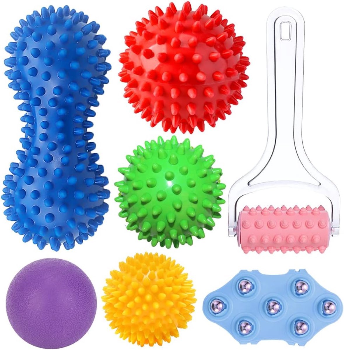 Hedgehog Bal Massagebal, Set van 3 Hedgehog Ball, Voetmassage Roller, Massageballen Hedgehog Ball voor Plantar Fasciitis, Premium Voetmassager gebruikt voor Spiermassage van Voet, Rug, Been en Hand.