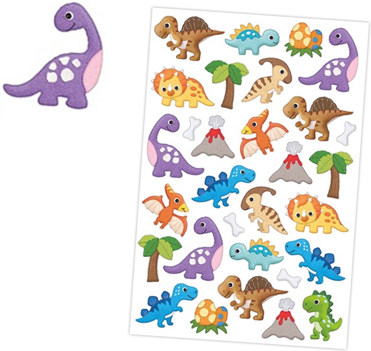 Foam Stickers Dino's - Knutselen Kind - - Stickers Dinosaurussen - Dinosaurus Stickers - Stickers Kind - Knutselen Meisjes - Stickers Jongens
