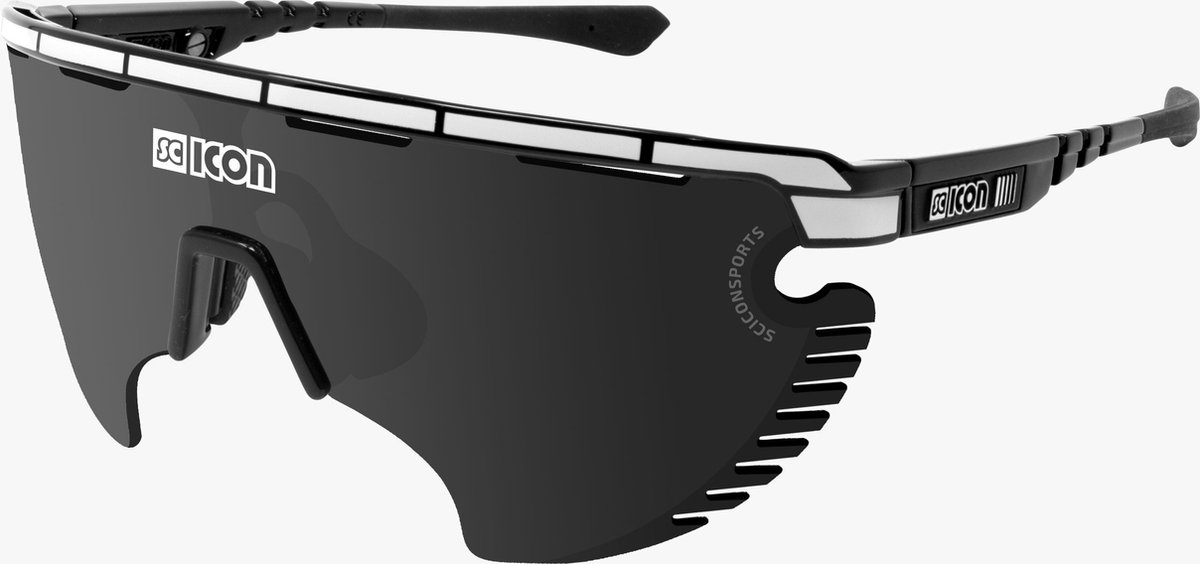 Scicon - Fietsbril - Aerowing Lamon - Zwart Wit Gloss - Multimirror Lens Zilver