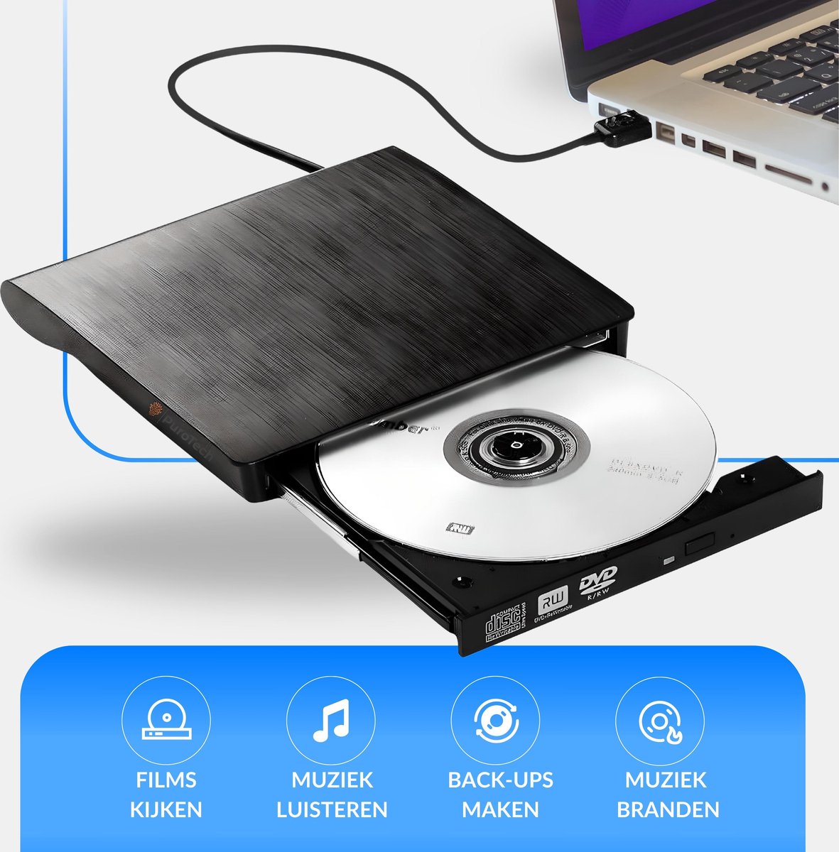 Lecteur DVD optique externe portable USB 3.0 double couche 8X DVD RW DL Lecteur  CD-ROM