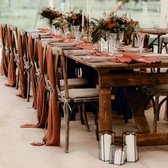 Pakket van 10 terracotta kaasdoek tafelkleden, 90 x 180 cm, Boho gaas tafelkleden, Lange kaas tafelkleden voor feest, banket, bruiloft, verjaardag, tafeldecoratie.