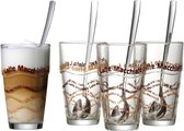 Set van 8 Latte Macchiato glazen met lepels