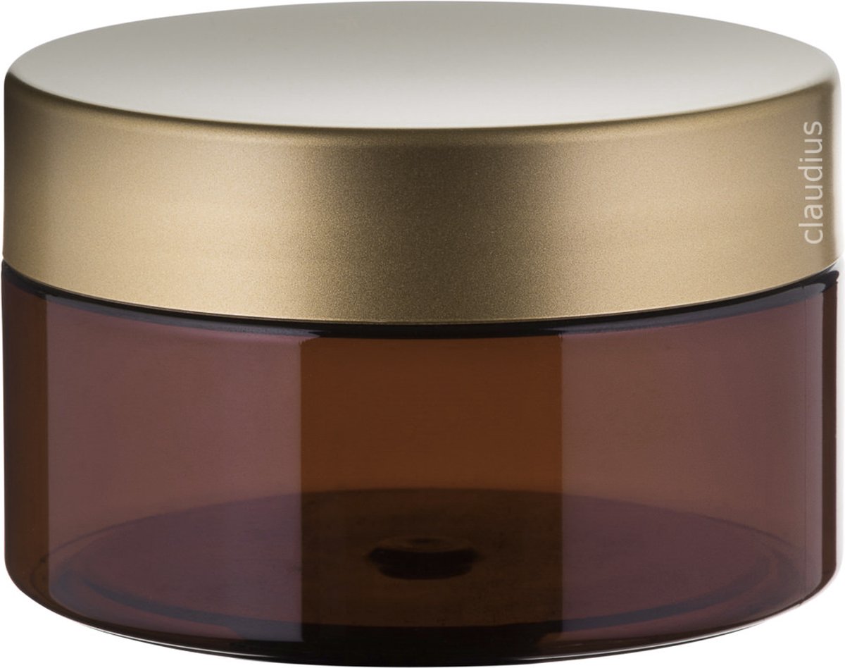Splashbox Plastic Pot 200 ml - amber met gouden deksel - set van 5 stuks - navulbaar