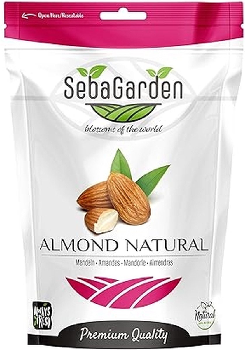 Seba Garden Californische amandelen rauw - geheel natuurlijk - ritssluitingszakje (1kg)