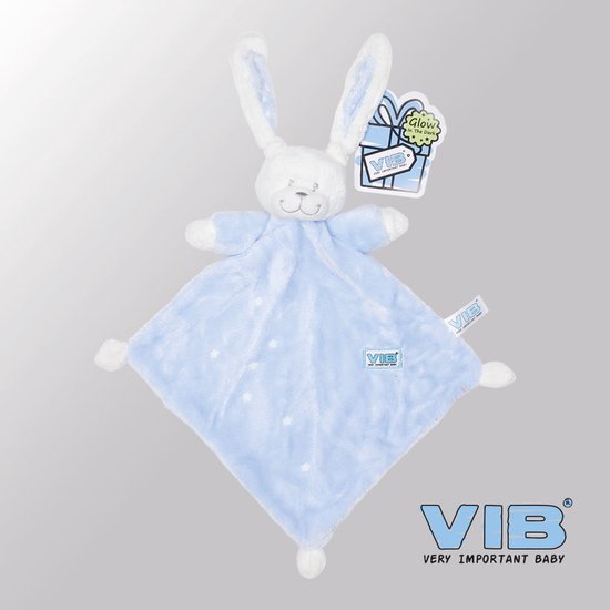 VIB® - Knuffeldoekje Konijn Glow in the dark - Blauw - Babykleertjes - Baby cadeau