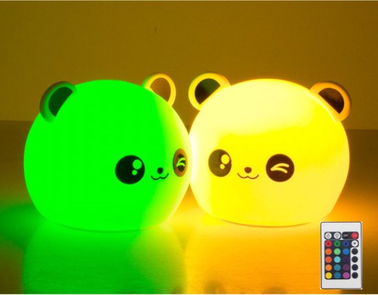 nachtlampje kinderen - kinderlampje - panda - 8 kleuren - oplaadbaar USB - Kindvriendelijk- nachtlampje baby - Kinderlamp - kerstcadeau van DreamyDots — afbeelding 3