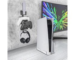 Premium Muurbeugel Controllers & Koptelefoon Geschikt voor PS5 - Accessoires - Geschikt Voor PS4/5, Xbox & Nintendo Switch - Wit
