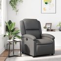 Grijze verstelbare fauteuil in kunstleer.