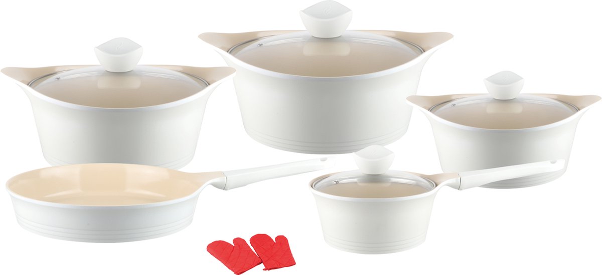 Royal Swiss - 11 delige keramische pannenset - alle branders + Inductie - Antiaanbaklaag