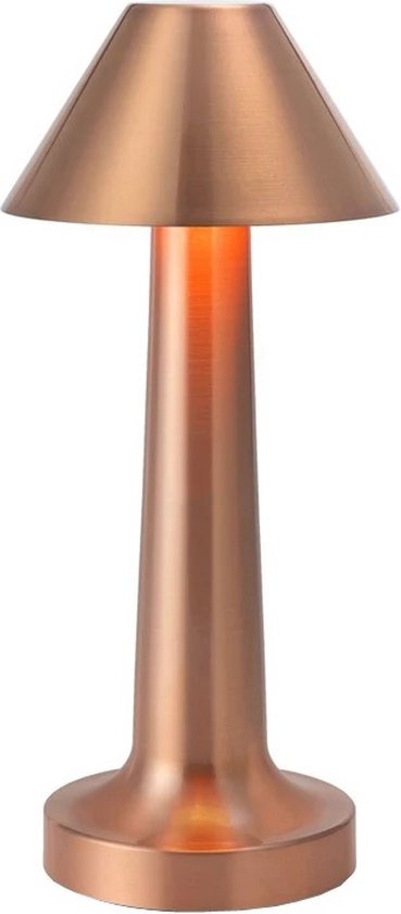 Qaan Living Lampe de table à piles - Rechargeable et dimmable - Commande tactile - Lampe moderne - Bronze/Rosé - Lampe de nuit sans fil - Lampe de nuit rechargeable