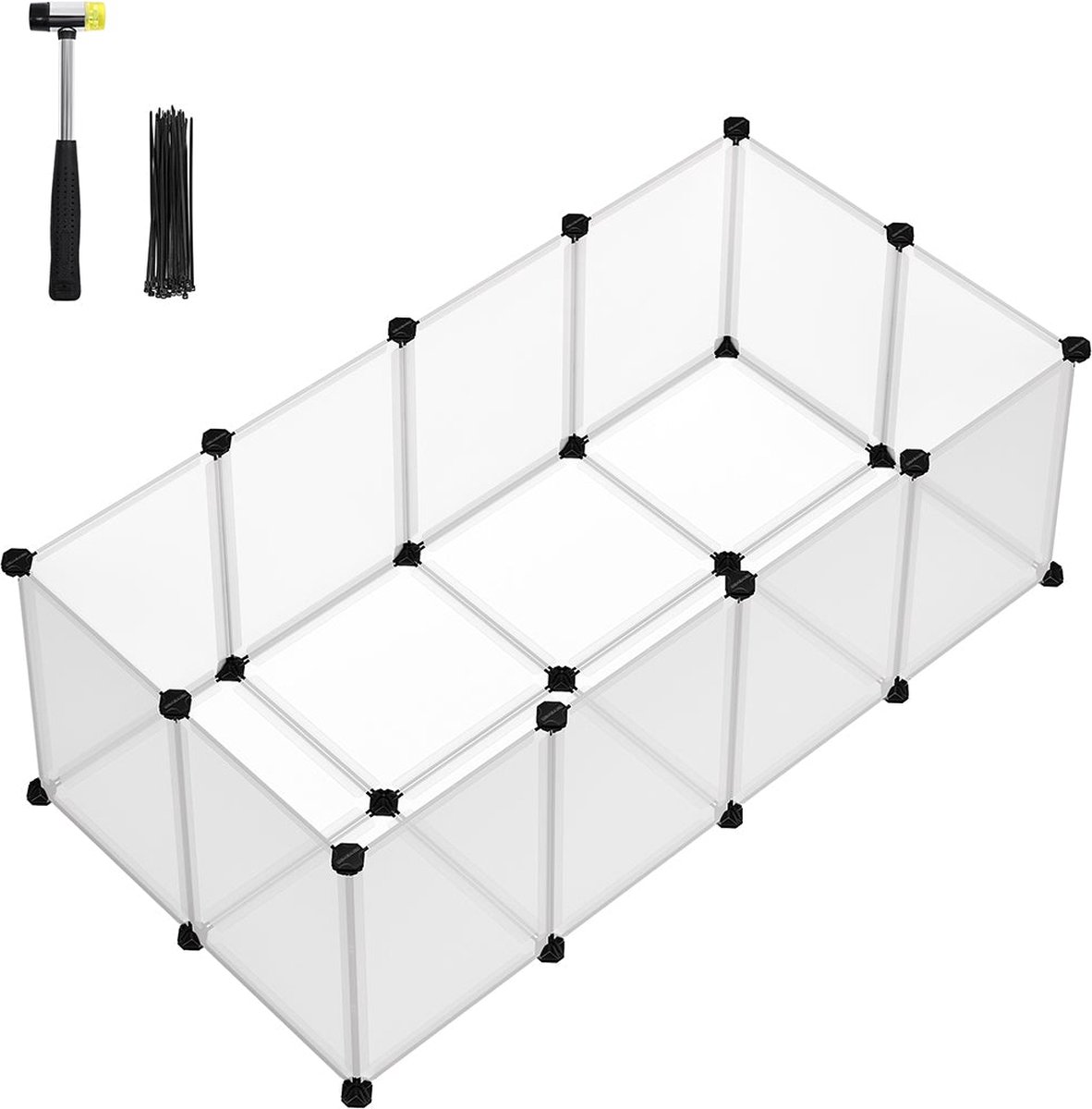 Buitenkooi - 125x63x42 cm - ren voor kleine dieren - cavia kooi - wit - kunststof