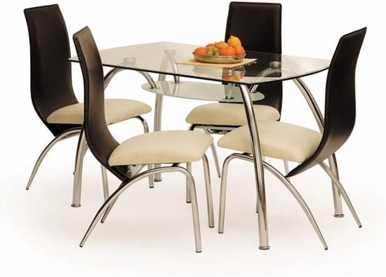K2 Yon stoel - set van 6 - voor eetkamer - keukenstoel - set - zwart en beige - korting