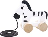Tooky Toy Zebra Houten Trekfiguur 18 Maanden Zwart/wit