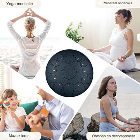 Steel Tongue Drum - Handpan Drum - Hangdrum - ( 30cm 13 Notities C-Sleutel/Donkerblauw ) van MALQIAO — afbeelding 4