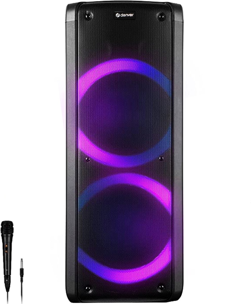 Denver Bluetooth Speaker Party Box - Discolichten - Incl. Microfoon -  BPS352 - Zwart | bol