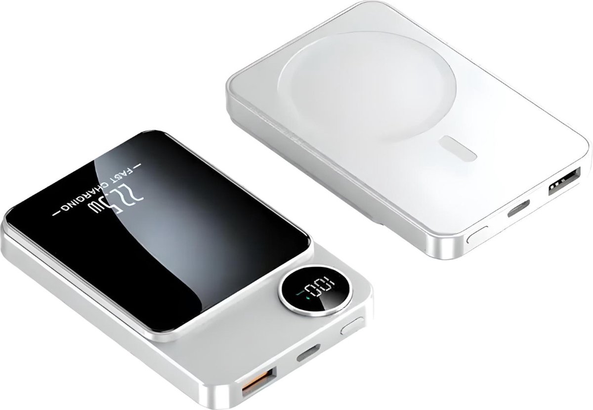 Belenthi Powerbank - 10.000 mAh - 22.5W - Geschikt voor iPhone 12/13/14/15 en MagSafe - Draadloos opladen - Wit
