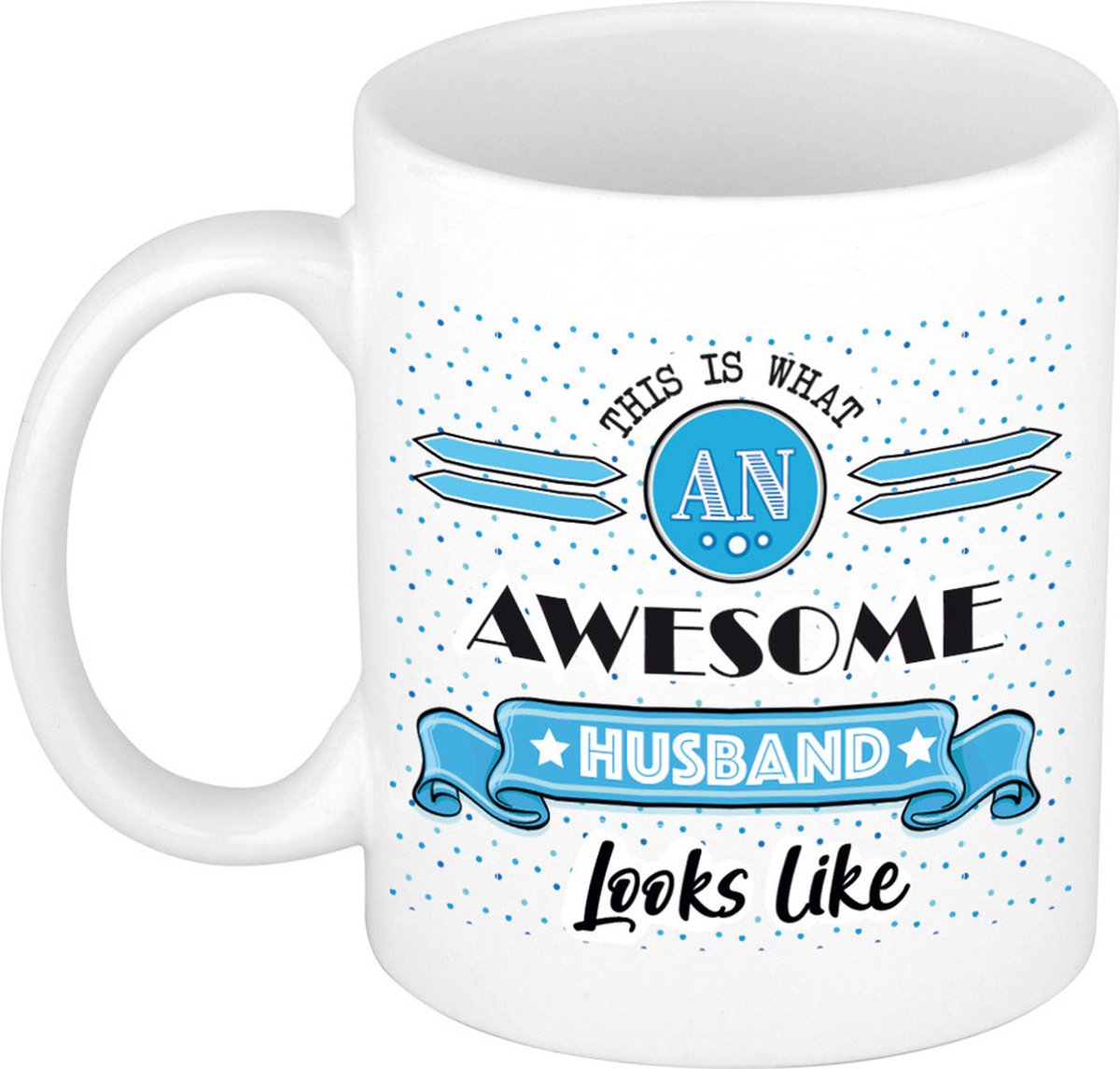Bellatio Decorations Cadeau koffiemok voor een geweldige man - blauw - keramiek - 300 ml